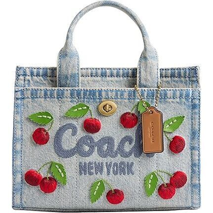 Embroidered Cherry Denim Cargo Tote 20